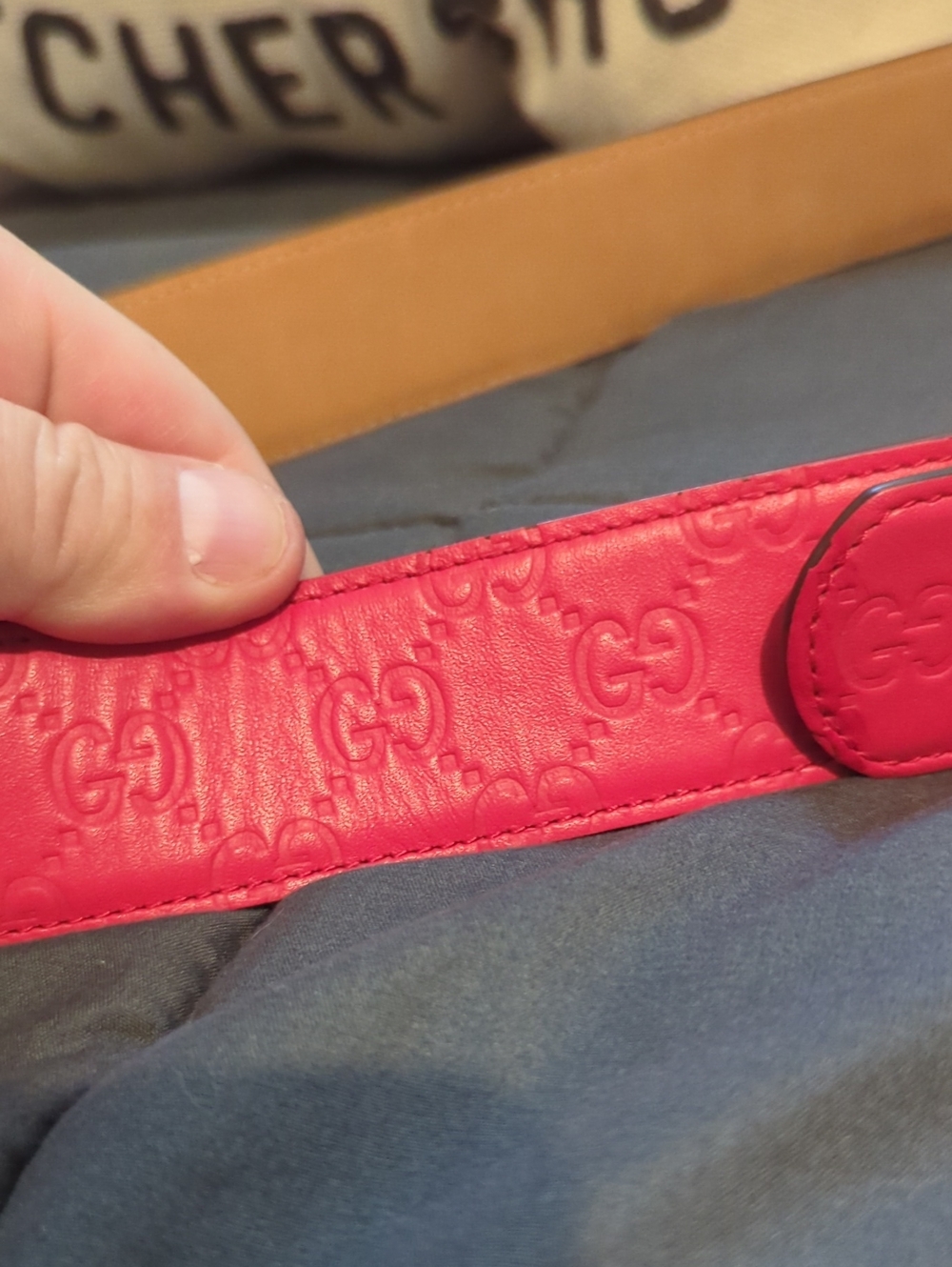 Authentic Red Gucci Guccisma GG Belt - Picture 3 of 4